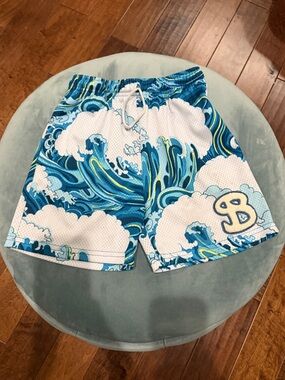 Bucketsquad Kids Wave Print Athletic Shorts